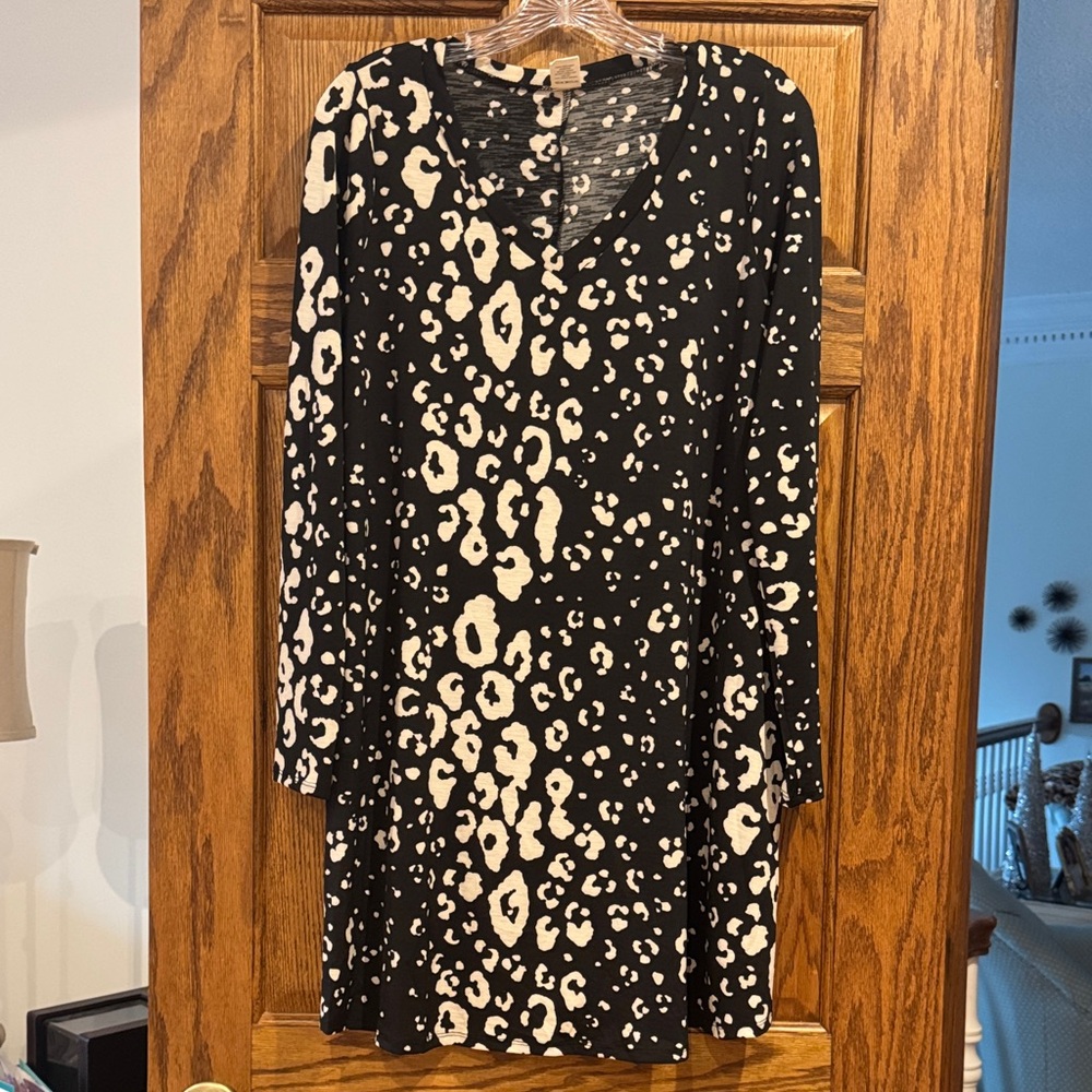 Sew In Love Black and Cream Animal Print Dress